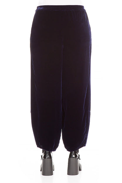 Loose Royal Purple Silk Velvet Trousers 2
