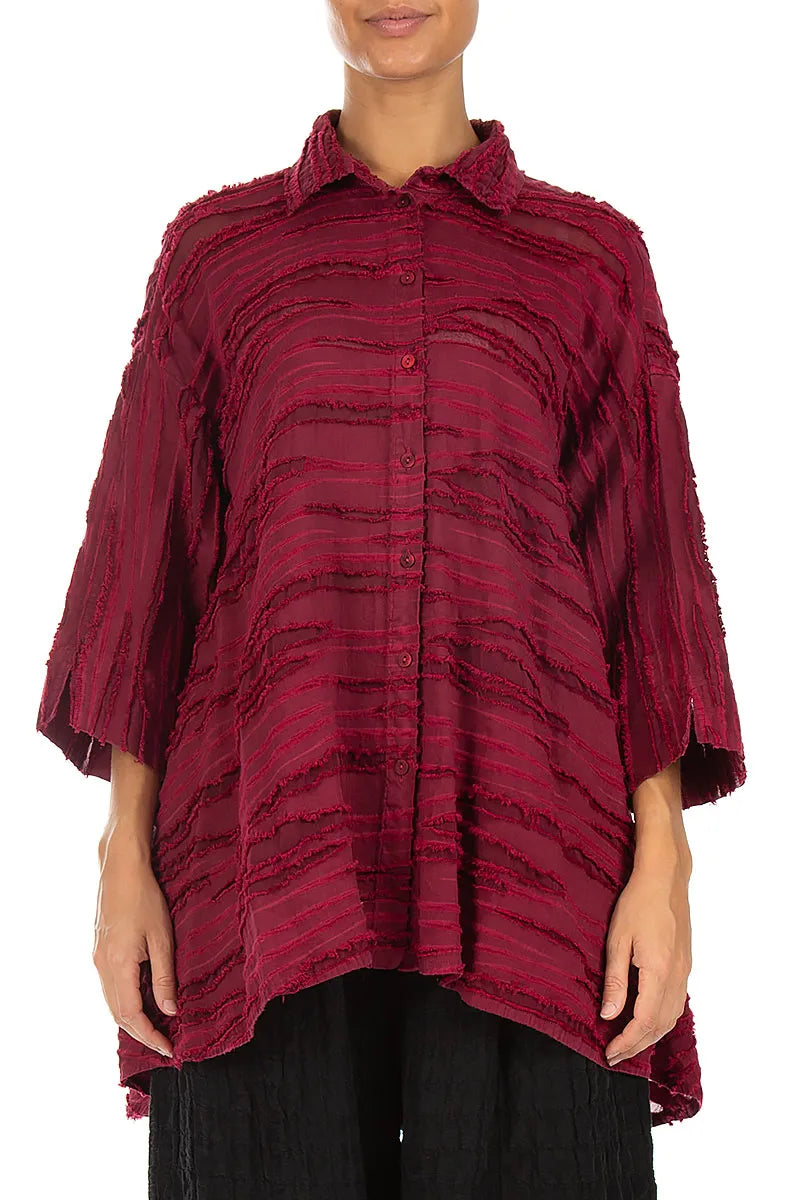Loose Ruby Fray Weave Shirt 1