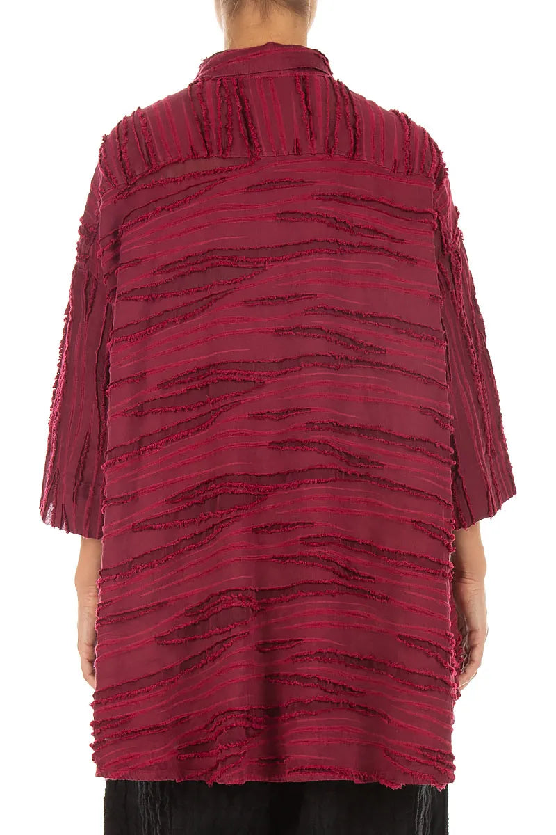 Loose Ruby Fray Weave Shirt 2