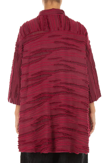 Loose Ruby Fray Weave Shirt