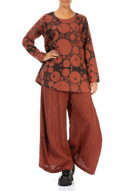 Loose Saffron Bubbles Linen Blouse