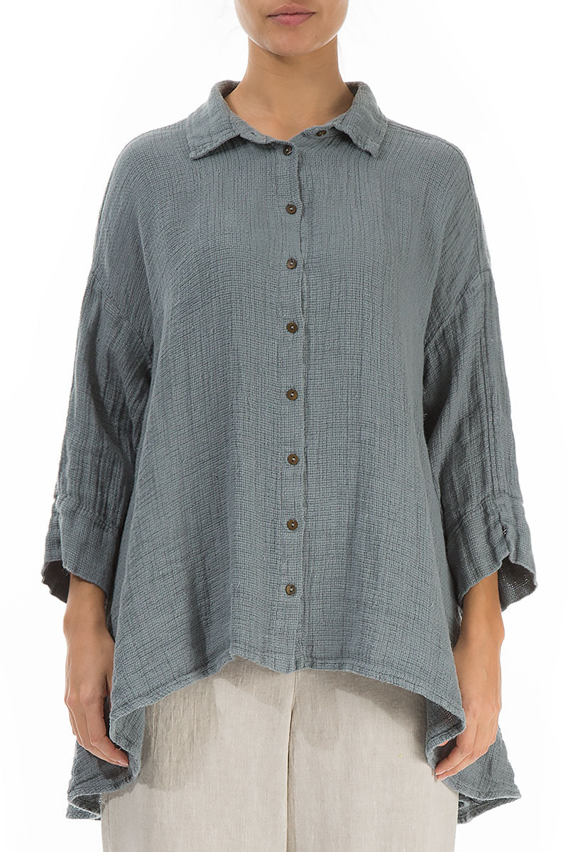 Loose Sage Textured Linen Shirt
