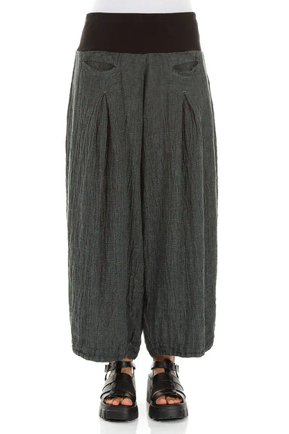 Loose Sage Mélange Linen Trousers