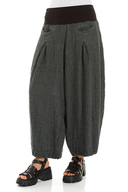 Loose Sage Mélange Linen Trousers