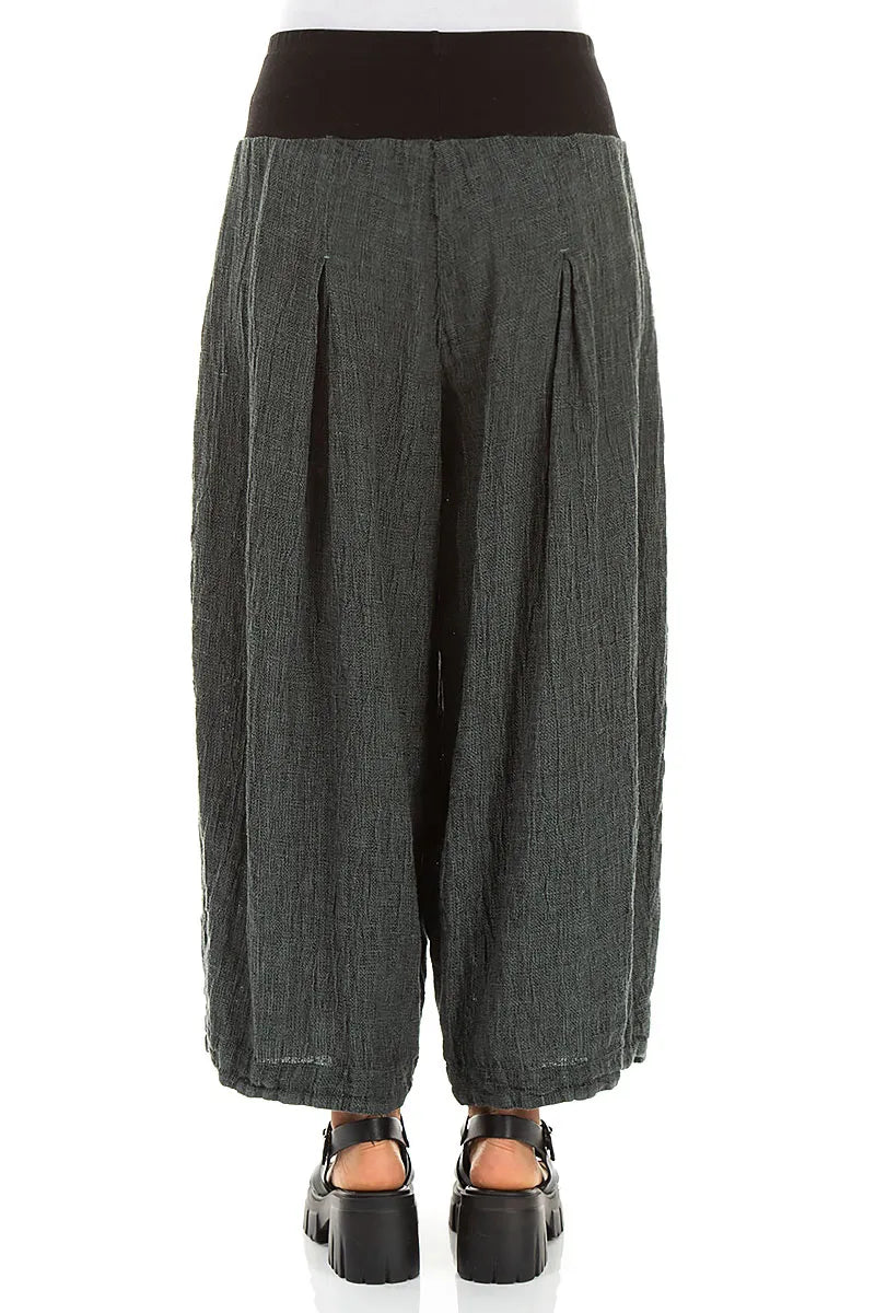 Loose Sage Mélange Linen Trousers