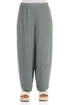 Loose Sage Textured Linen Trousers 1