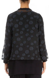 Loose Short Slate Blue Bubbles Silk Jacket 3