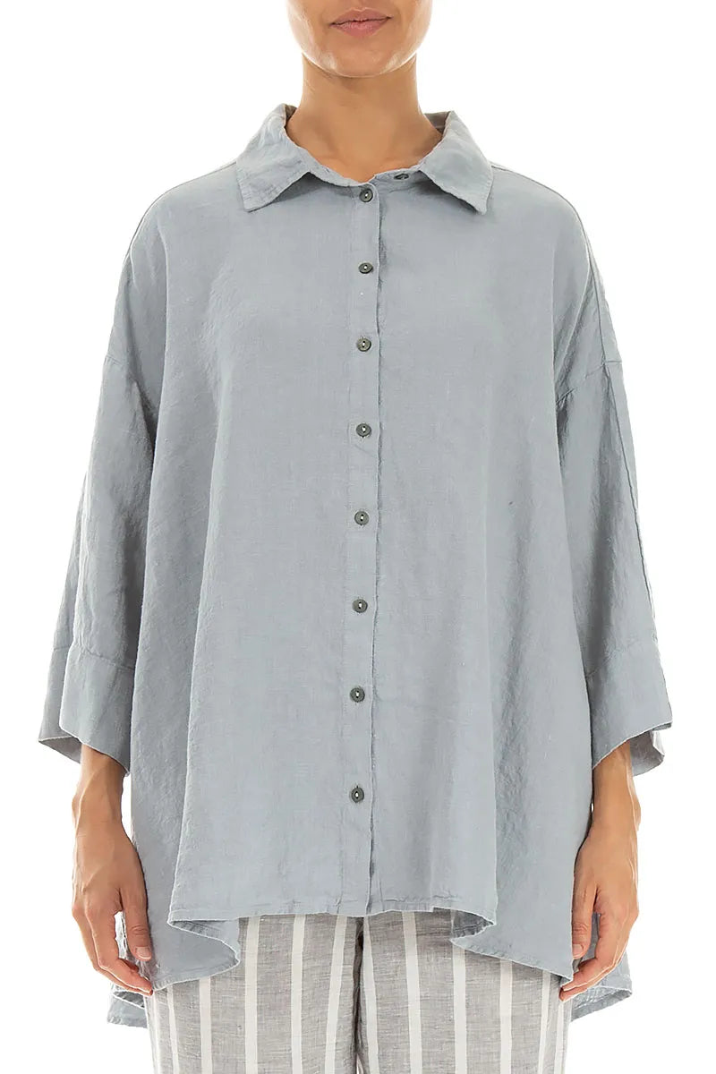 Loose Silver Grey Linen Shirt