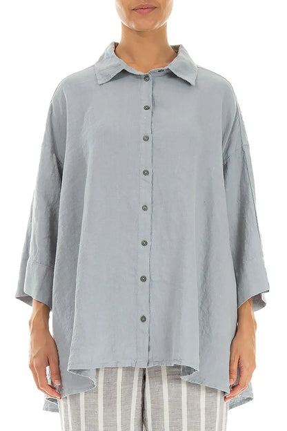 Loose Silver Grey Linen Shirt