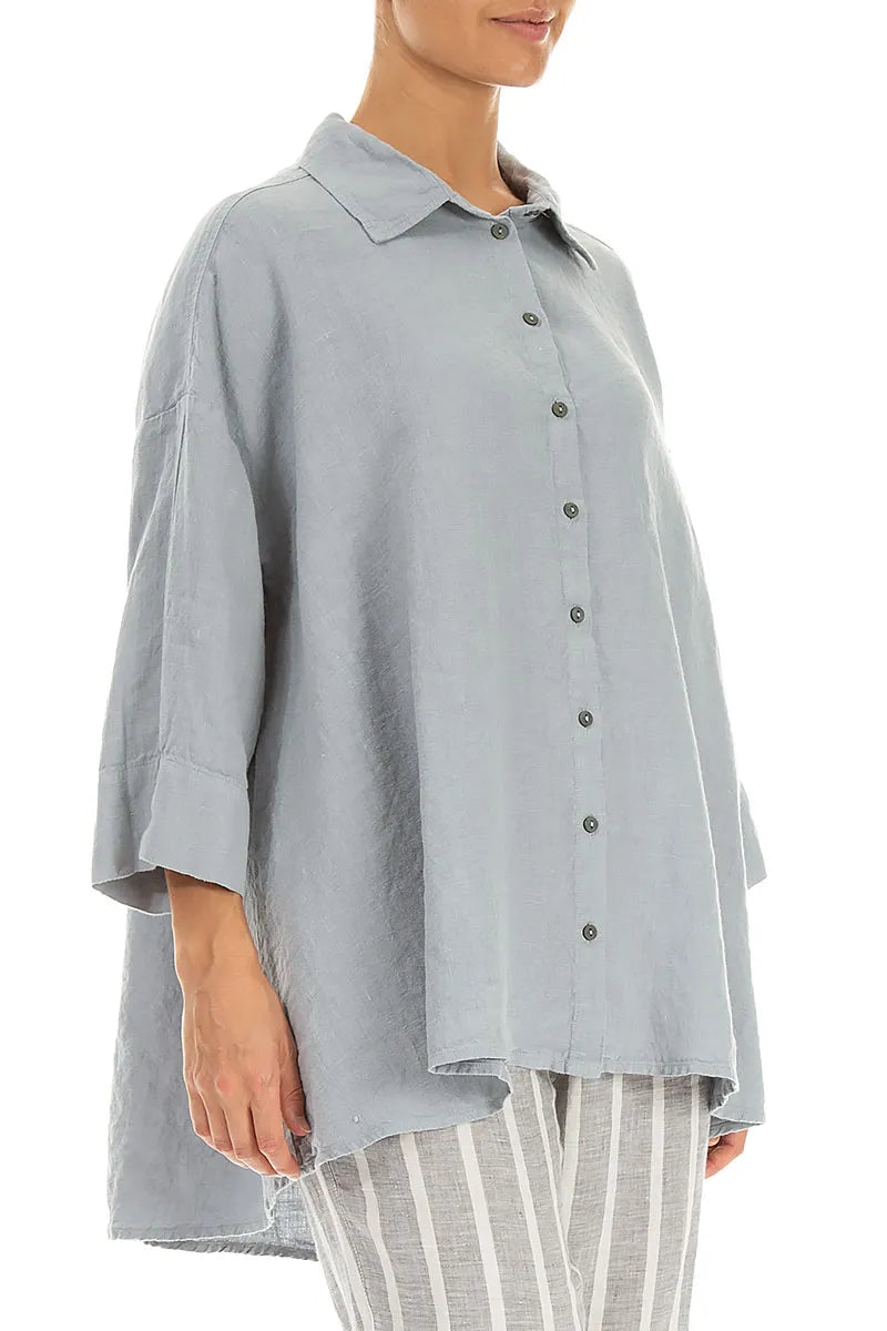 Loose Silver Grey Linen Shirt