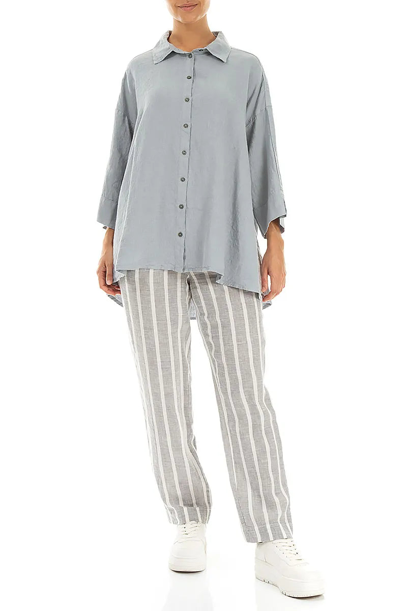 Loose Silver Grey Linen Shirt