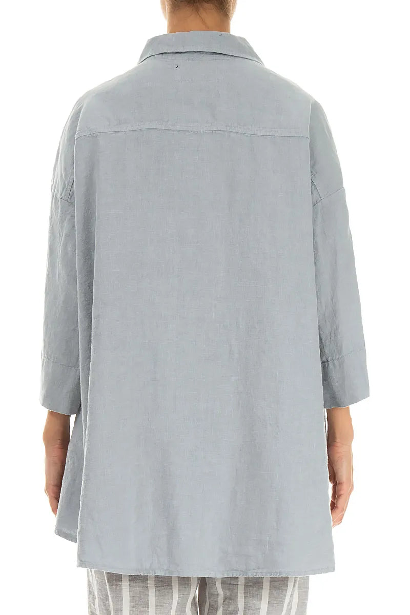 Loose Silver Grey Linen Shirt 2