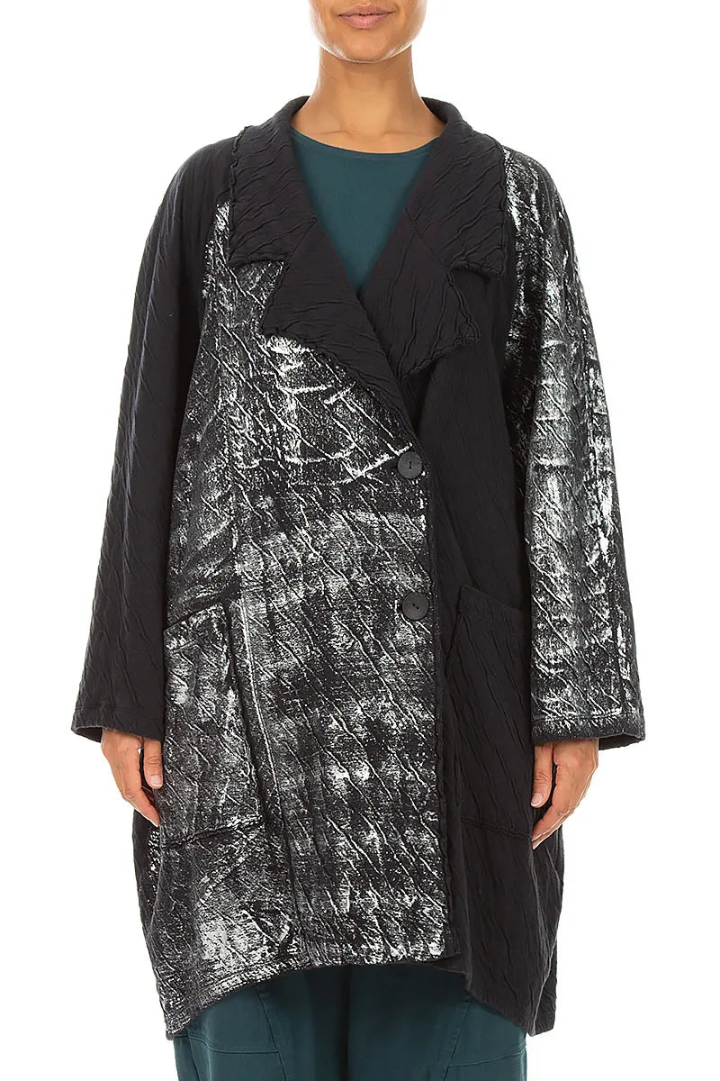 Loose Silver Metallic Grey Wavy Cotton Jacket
