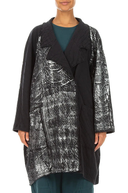 Loose Silver Metallic Grey Wavy Cotton Jacket 2