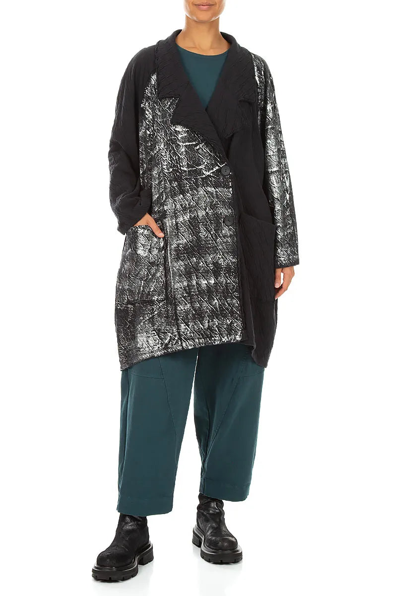 Loose Silver Metallic Grey Wavy Cotton Jacket 5