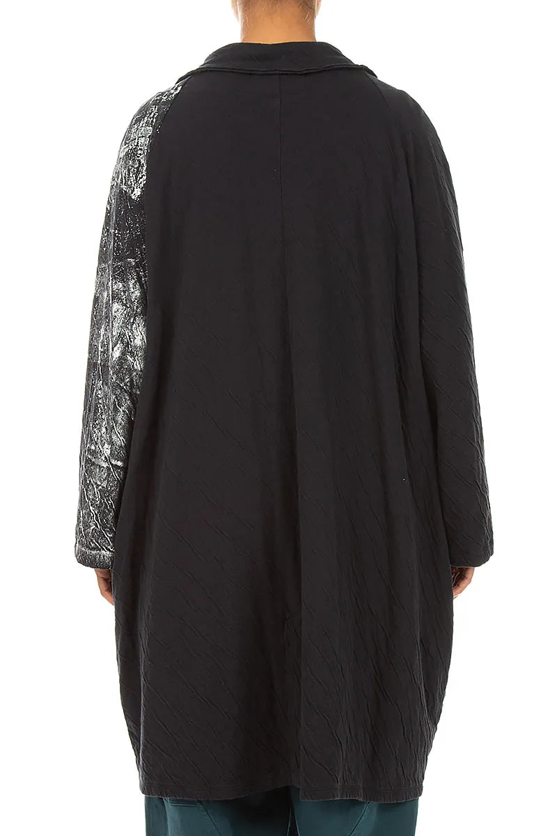 Loose Silver Metallic Grey Wavy Cotton Jacket 3