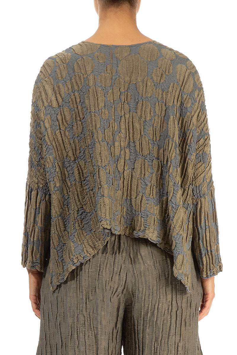 Loose Silver Sage Circle Silk Linen Jacket