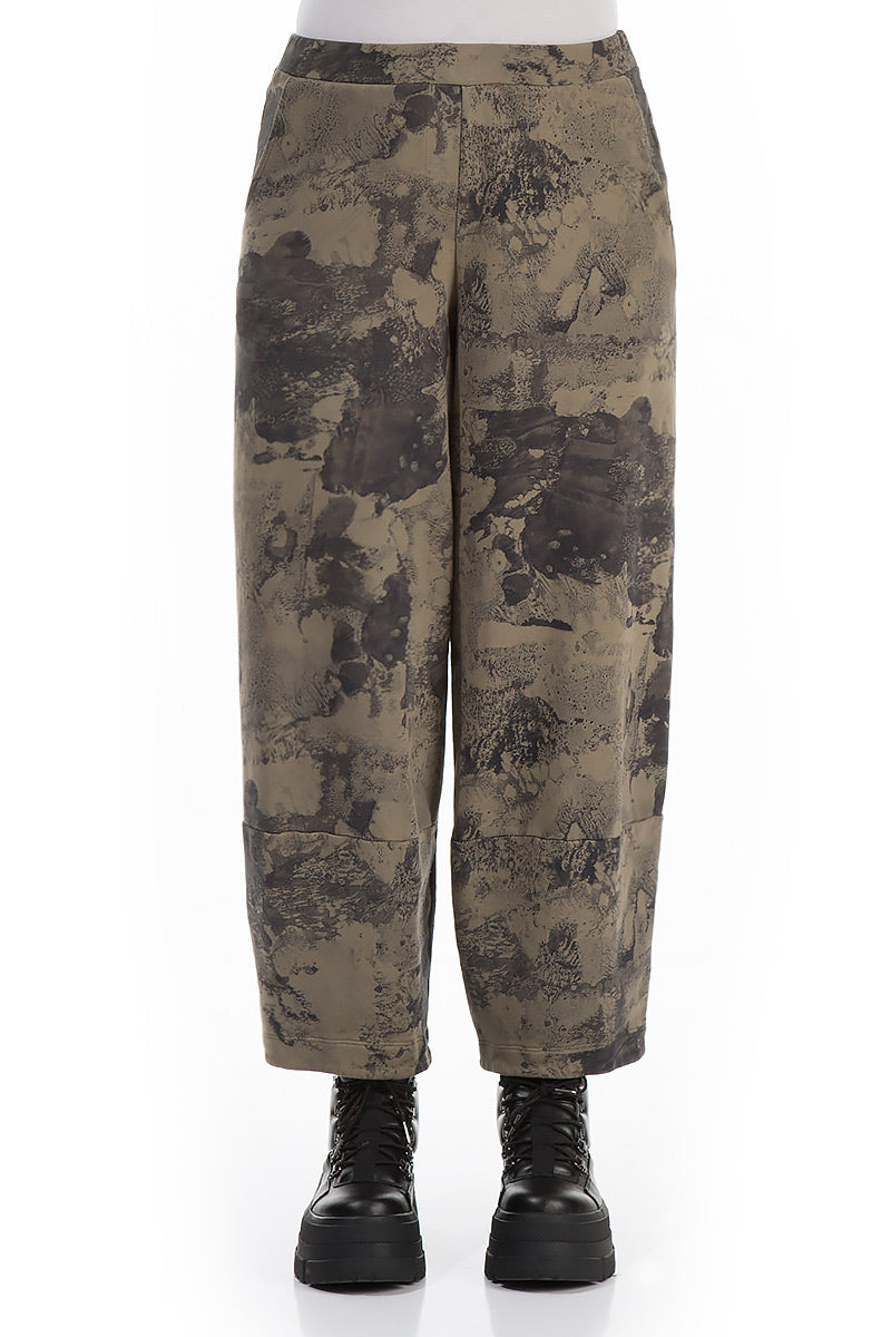 Loose Silver Sage Marble Cotton Trousers