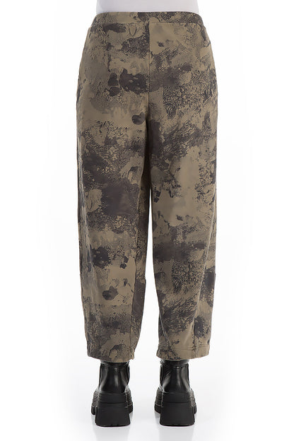 Loose Silver Sage Marble Cotton Trousers