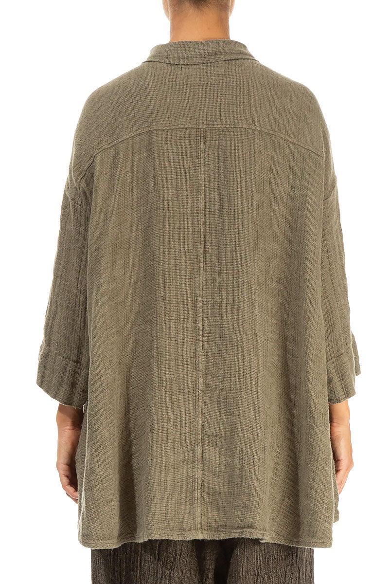 Loose Silver Sage Textured Linen Shirt