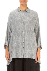 Loose Silver Silk Linen Shirt 1