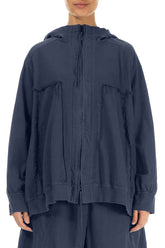 Loose Slate Blue Cotton Jacket 1