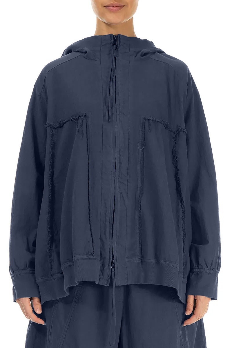 Loose Slate Blue Cotton Jacket 1