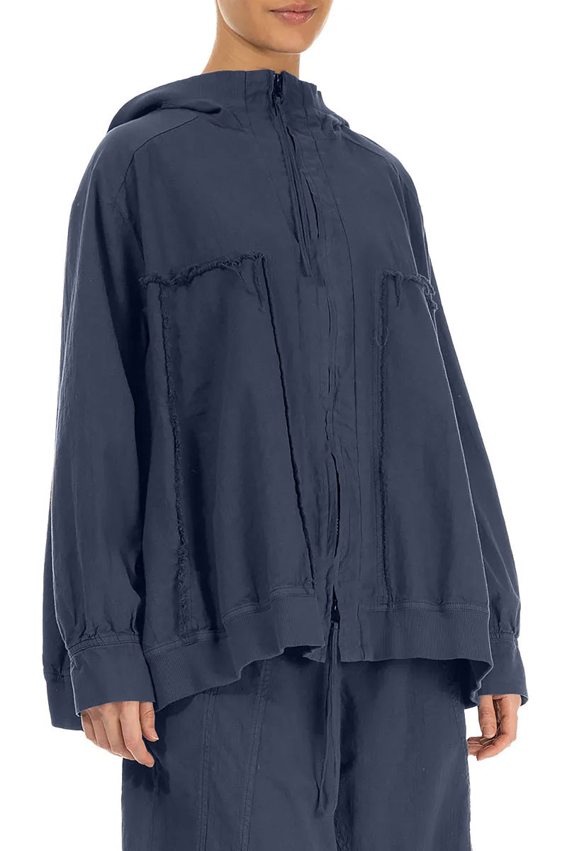 Loose Slate Blue Cotton Jacket 3
