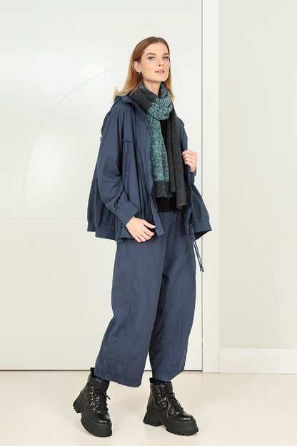 Loose Slate Blue Cotton Jacket 6