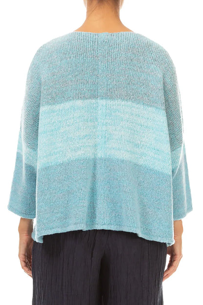 Loose Soft Turquoise Mélange Wool Cardigan 2