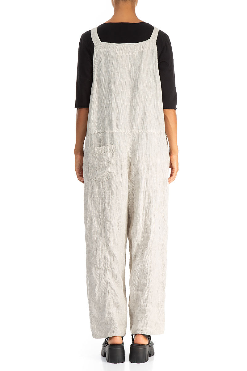 Loose Striped Sand Linen Jumpsuit 2