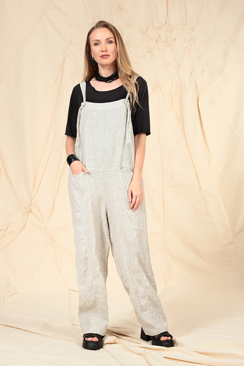 Loose Striped Sand Linen Jumpsuit 6