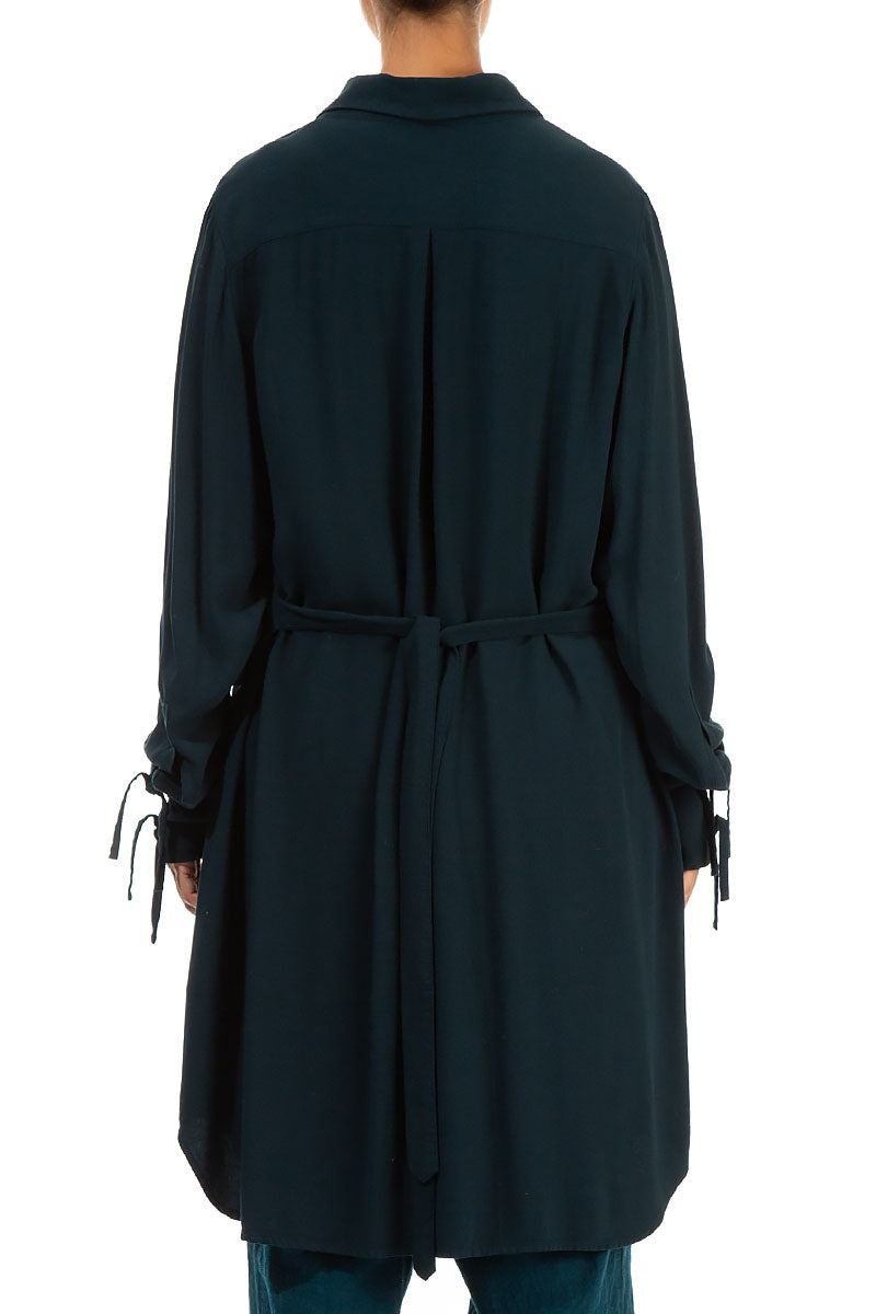 Loose Teal Viscose Shirt 2