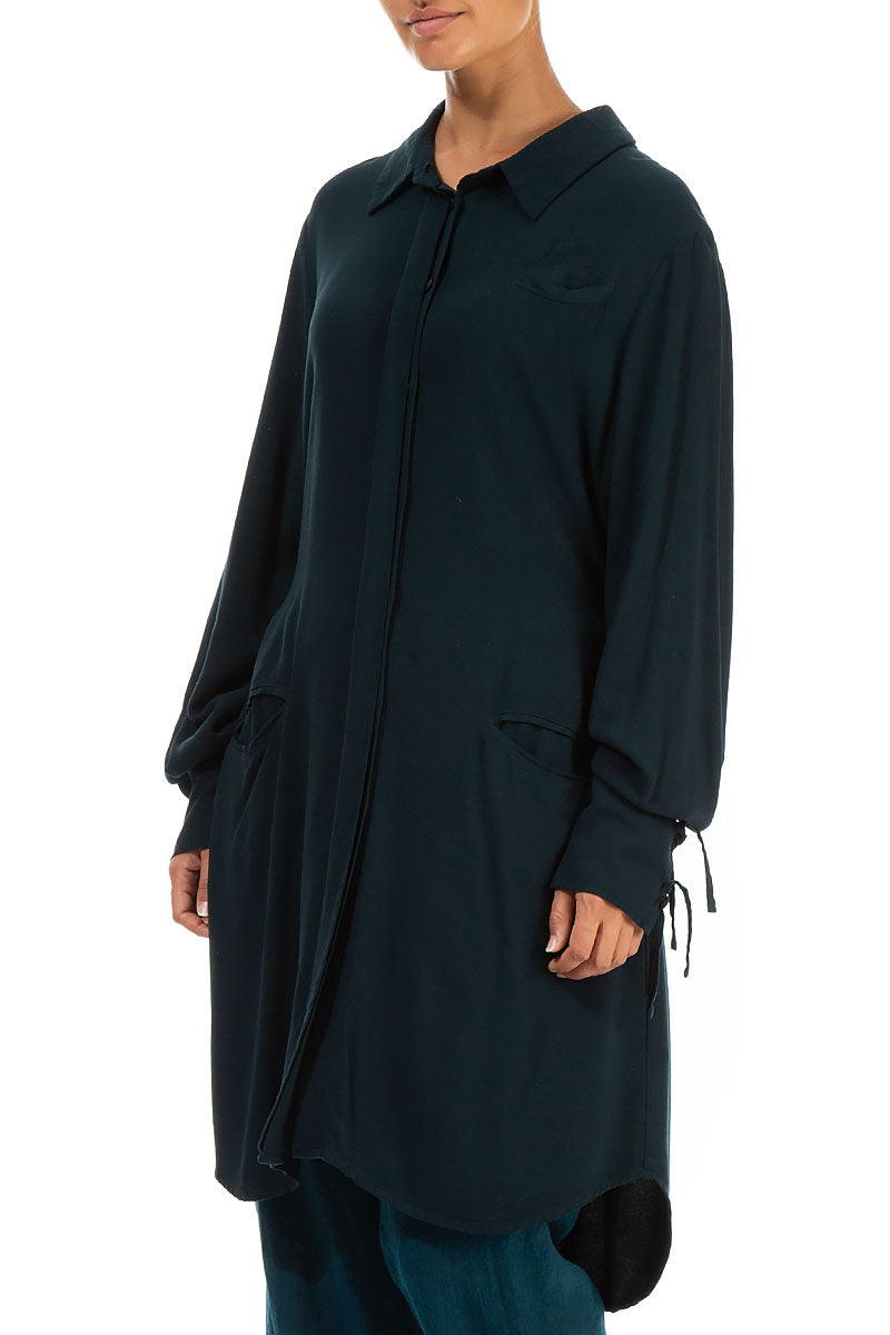 Loose Teal Viscose Shirt 3