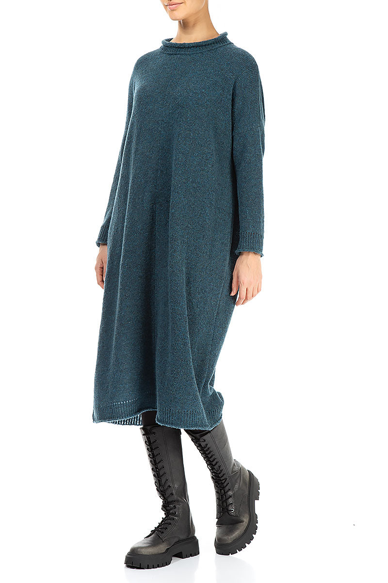 Loose Teal Wool Dress