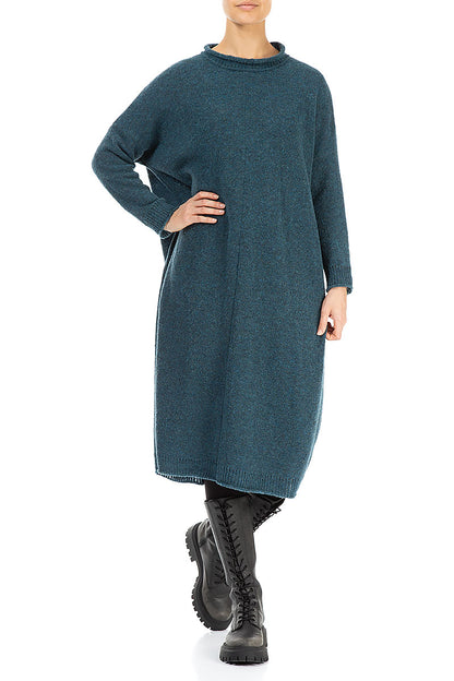 Loose Teal Wool Dress