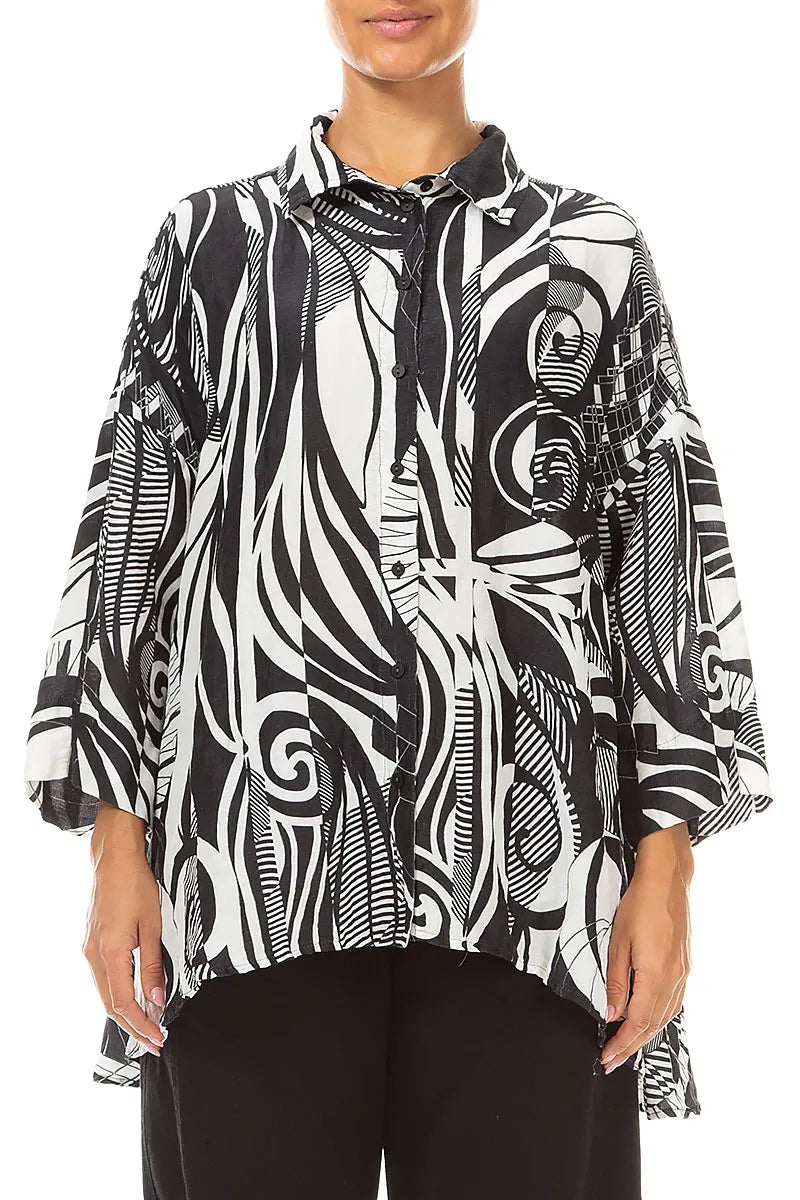 Chemise ample texturée Orbit en soie et lin