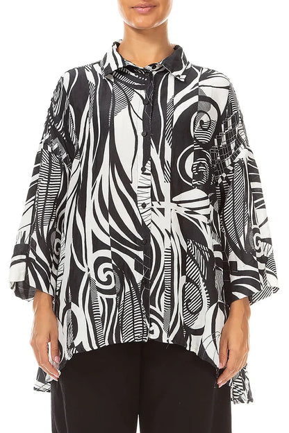 Loose Textured Orbit Silk Linen Shirt