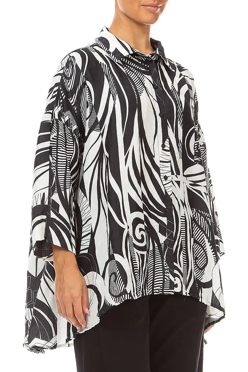 Loose Textured Orbit Silk Linen Shirt 3