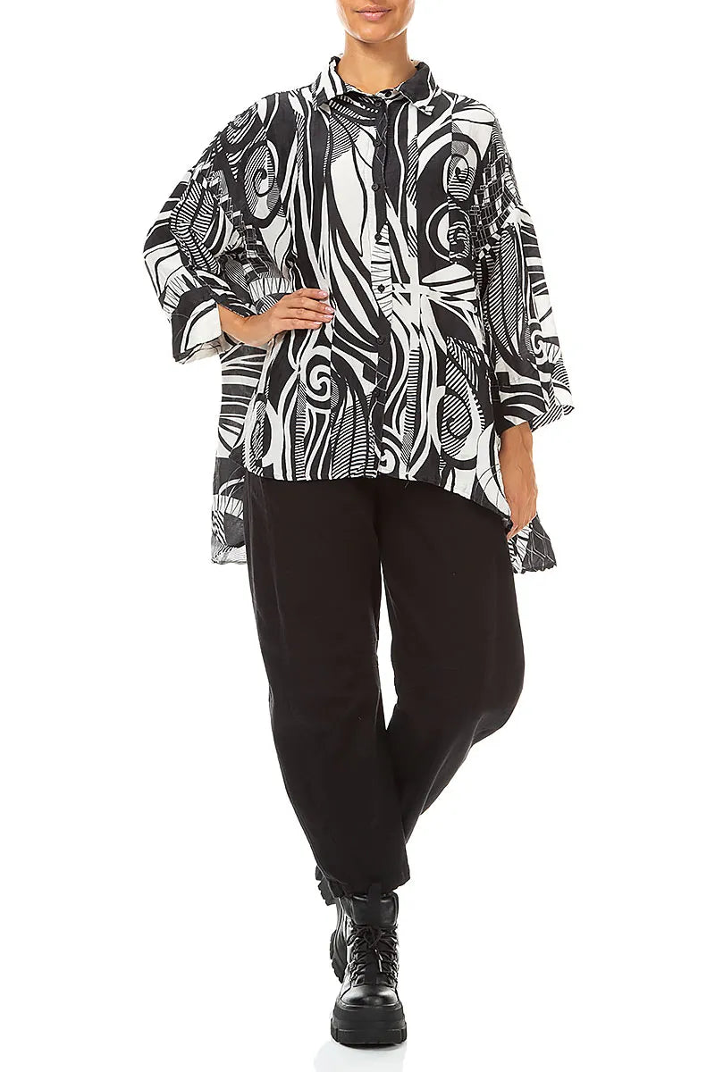 Loose Textured Orbit Silk Linen Shirt 4