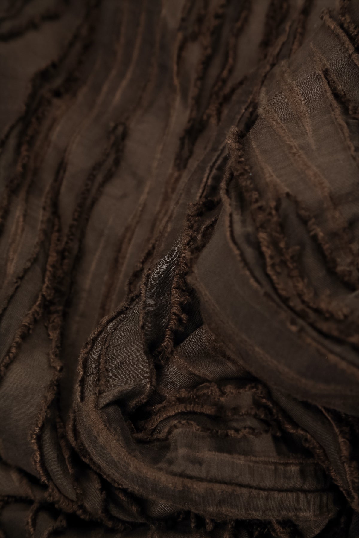 Loose Truffle Brown Fray Weave Shirt
