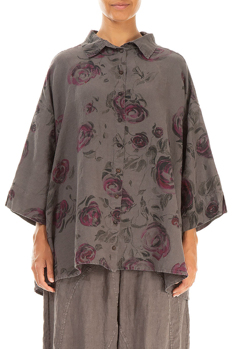 Loose Truffle Pink Rose Linen Shirt 1