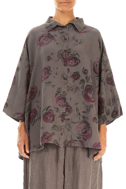 Loose Truffle Pink Rose Linen Shirt 1
