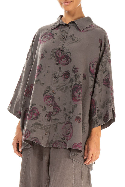 Loose Truffle Pink Rose Linen Shirt 3