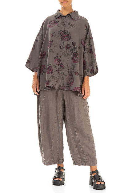 Loose Truffle Pink Rose Linen Shirt 4
