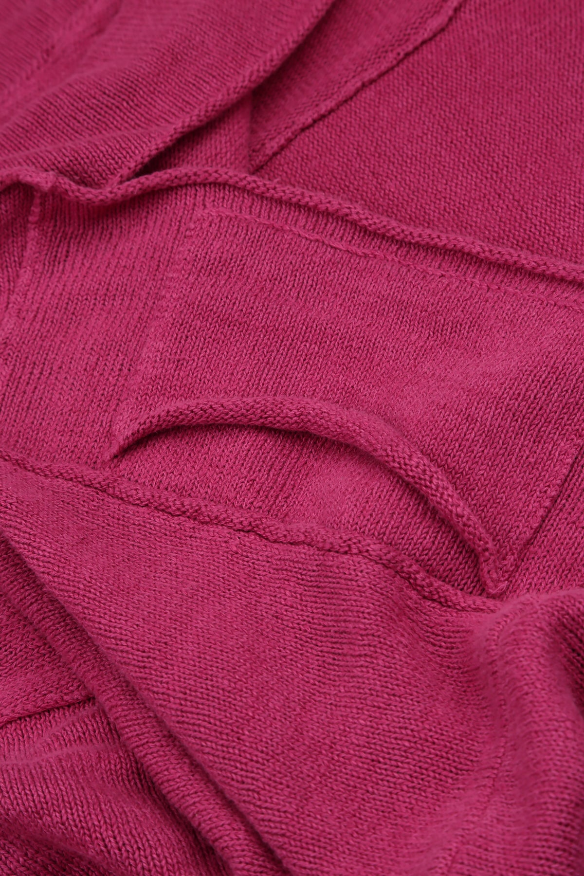 Lockere Leinenstrickjacke in Fuchsia mit zwei Taschen