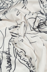 Loose White Abstract Draw Cotton Blouse 5