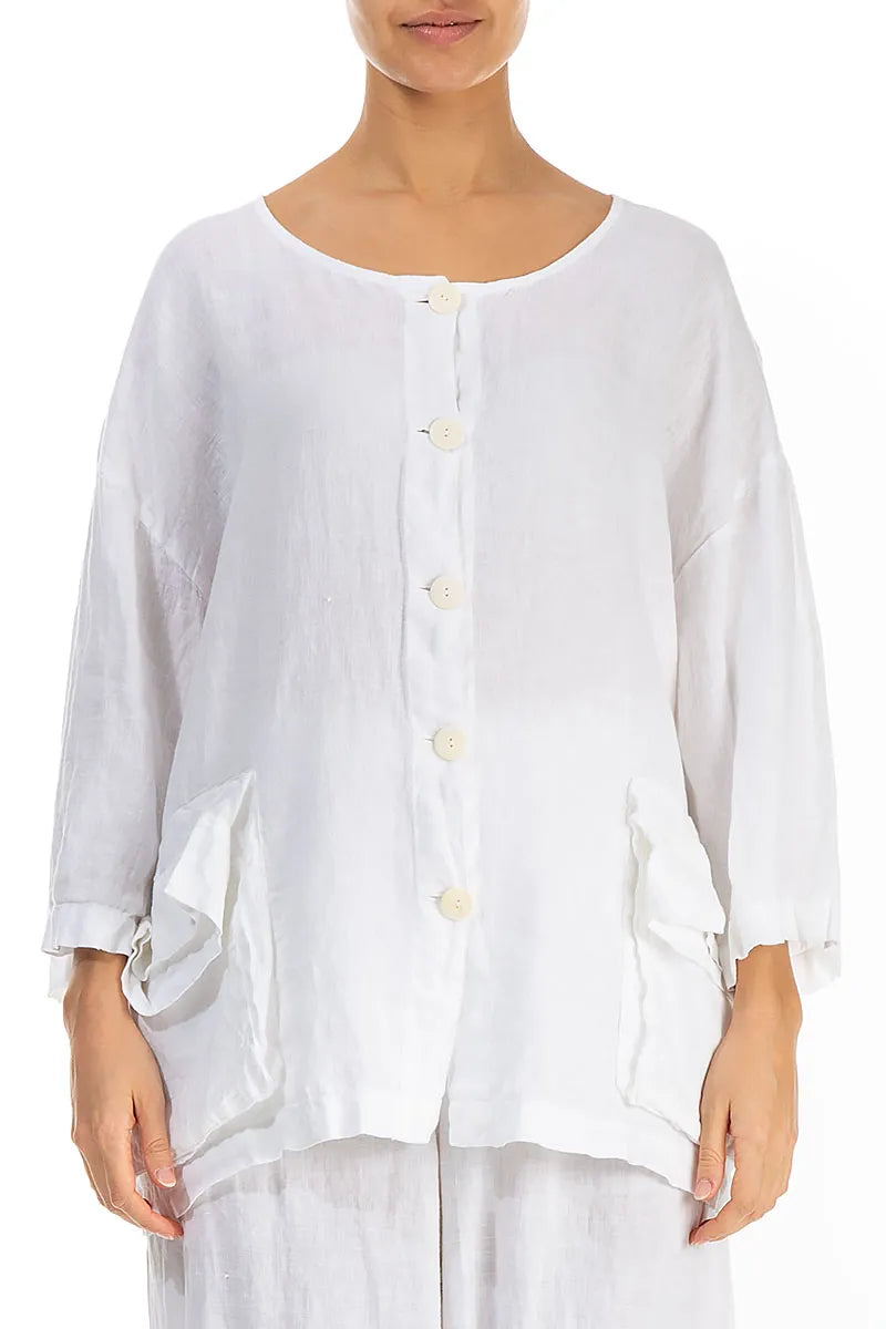 Loose White Linen Jacket