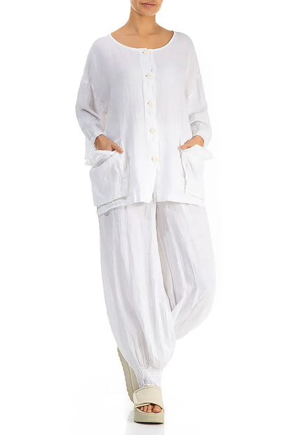 Loose White Linen Jacket
