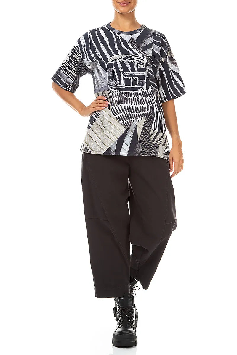 Loose Wild Ink French Terry Cotton Blouse 4